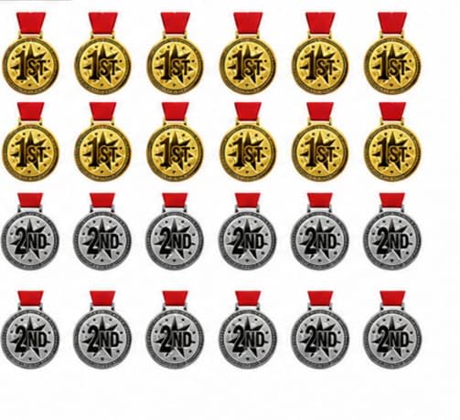 Metal Medals with Ribbon Gold Silver and Bronze Color For1st 2nd Prizes for Sports, Competitions, Party Pack 24 (PCS-24)-picture-11