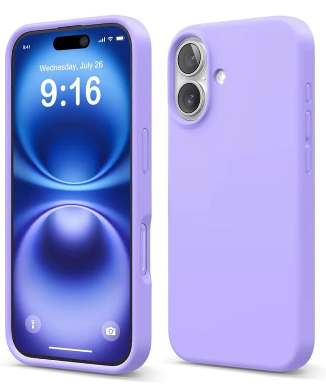 Image of Premium Liquid Silicone Case for iPhone 16 Plus - Slim Full Body Protective Back Cover with Soft Microfiber Lining, Anti-Slip Grip Scratch Resistant Phone Case (Lavender)