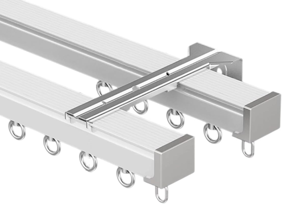 Heavy Du aluminiowe podwójne szyny ze stopu aluminium - 1-6 m zestaw prętów do montażu na suficie/ścianie do sypialni i salonu - gładkie, dekoracja domu Solut