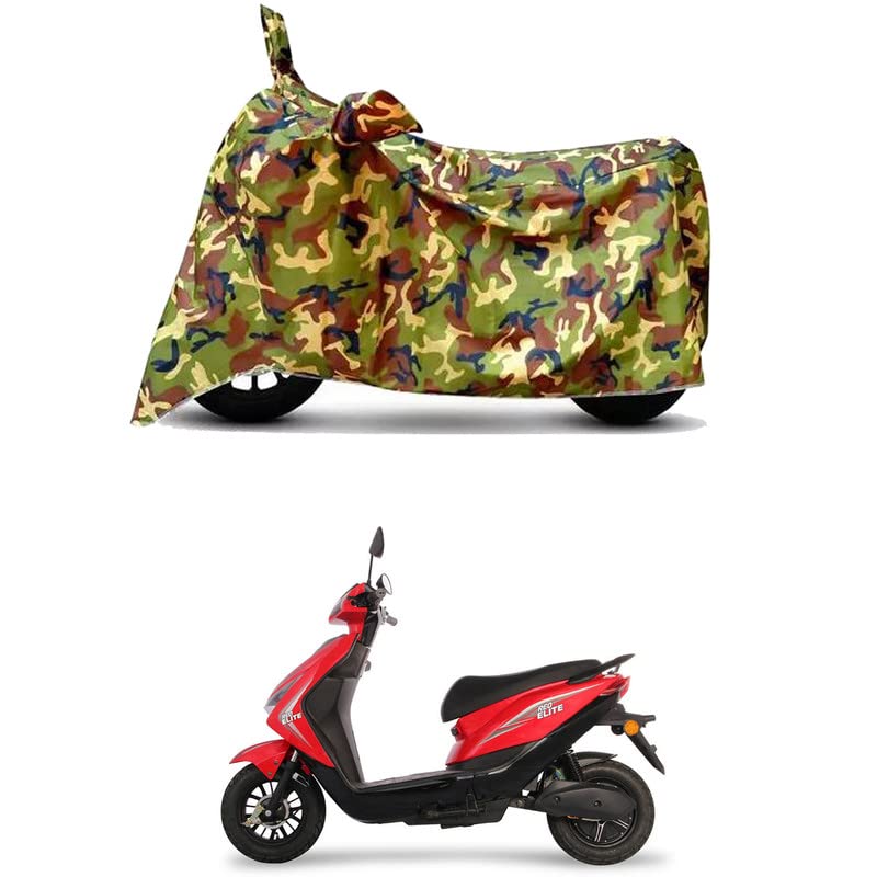 Image of Waterproof 100% PVC Coated Full Bike Scooty Two Wheeler Body Cover Compatible for Ampere REO Elite /UV-Rays /Heat Protection /Birds Dropping /Scratchproof /Dust Proof [6X6 Jungle Print]