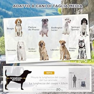 PawHut Rimorchio Bici per Cani Taglia Media con Finestre Laterali e Bandierina, Rimorchio per Bici in Acciaio e Tessuto Oxford, 130x73x90 cm, Grigio e Nero
