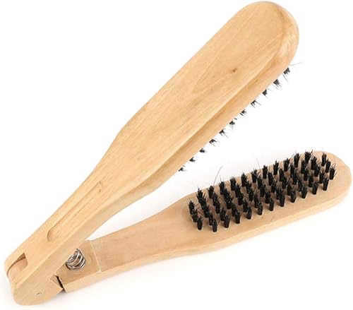 Miniatura 6 de EXCEART Cepillo alisador de pelo de madera para cabello corto, peine de hierro plano antiestático para un peinado suave y secado por soplado,