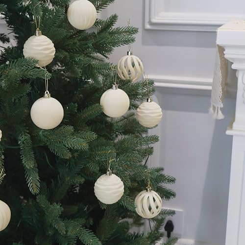 Image of 3.15inch Velvet Christmas Ornaments for Xmas Tree, 12 pcs Flocked Christmas Balls Set Assortment for Holiday Decor