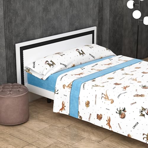 Kimbatex Textil Hogar Tienda Juego de Sábanas 3 Piezas Coralina 180gr Invierno | Cama 90, 105, 135, 150 y 180 cm | 6 Diseños + Infantiles Unicornios y Dinosaurios (Dinosaurios, Cama 90cm)