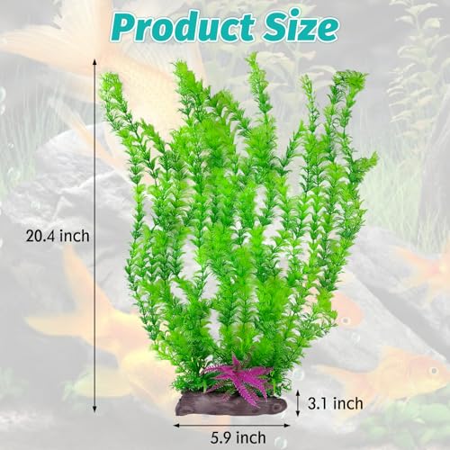 Image of Hamiledyi Aquarium Plastic Plants Aquarium Decor Artificial Fish Tank Plants,Tall Fish Tank Decorations, Extra Large Aquarium Plant 20.4-inch Tall,1PCS