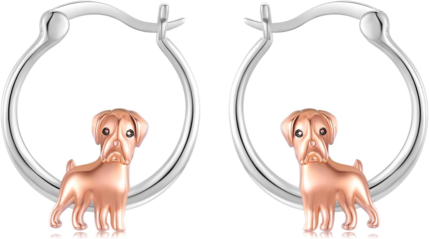 925 Sterling Silver Cute Dog Earrings Hoop Earrings for Girls for Senstive Ears Dog Jewelry Gifts for Daughter