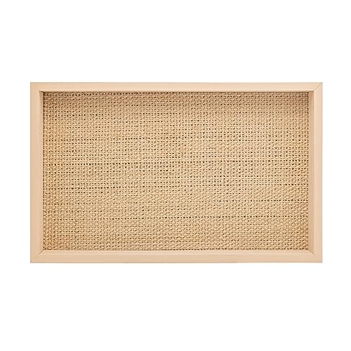Bandeja de Madeira com Sisal Trançado Bege 37,5cm x 23,5cm x 4cm - Woodart