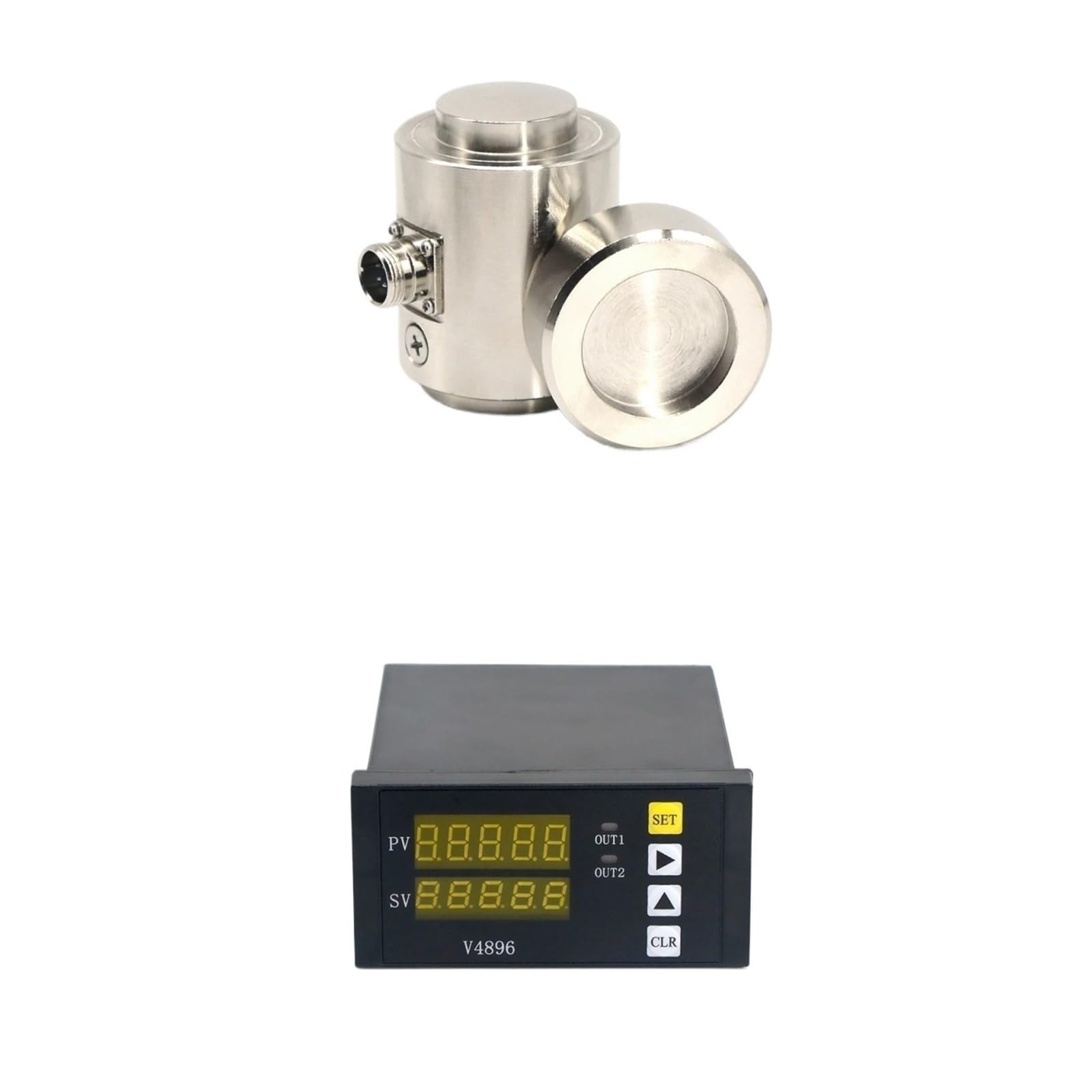 JJHQOKYNA Column Load Cell Sensor with Indicator Display Compression and Tension Cells for Force Measurement 5T 10T 20T 30T 50T 100T(5T and Indicator)