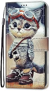 Dfjhure Samsung Galaxy A13 4G Case Leather Flip Wallet Phone Case Cover Silicone Shockproof Bumper Cover Stand View Cover with Card Slots Case For Samsung Galaxy A13 4G- Cat