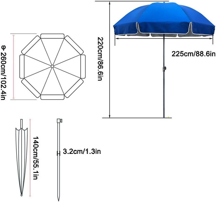 Garden Parasol Sun Umbrella Patio 8.5Feet Patio Umbrella, Gazebo/Small Bistro Windproof Offset Umbrella with 1.5kg Water Filled Umbrella Base, Easy to Assemble