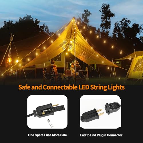 100FT Outdoor String Lights for Outside Patio Lights with 30+1 Shatterproof S14 E12 LED Bulb, 2700K Outside Hanging Light Waterproof for Parties Porch Garden Fences Backyard Balcony Pathways - Image 5