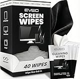 EVEO Screen Wipes - Electronic Wipes, Computer Screen Cleaner Wipes for Electronics | Computer Screen Wipes Phone Wipes & Lens Wipes for PC, Laptop, Phone, Car & More - Microfiber Included (40 Pack)