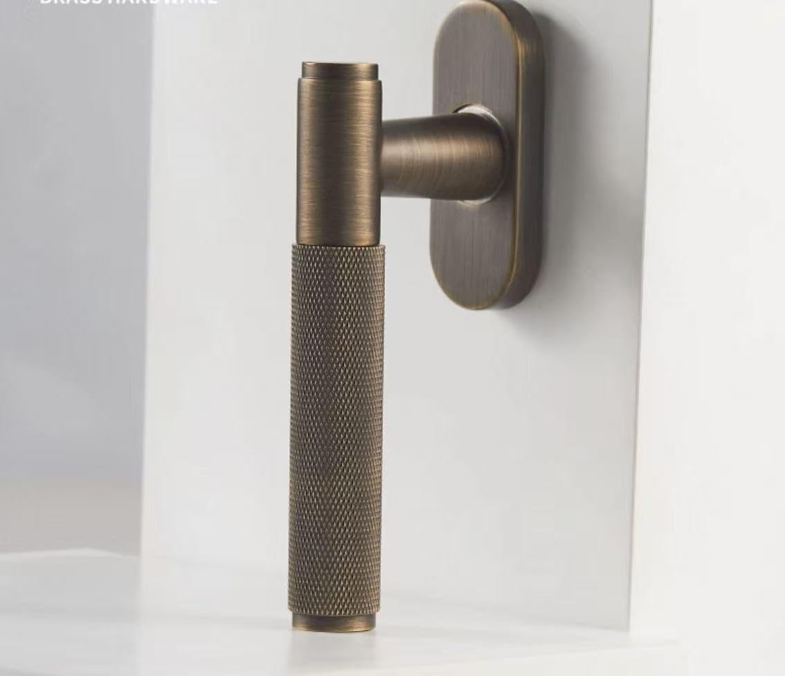 Cvhfhjtg Antique Bronze Window Handle, Solid Brass And Aluminium Alloy Knurled Casement Window Handle With Locking Mechanism(,Right)