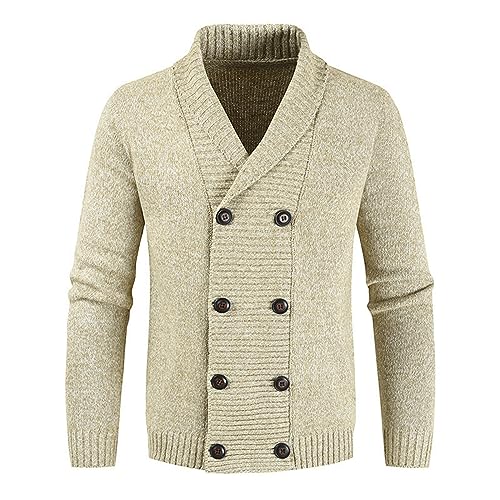 Men's Long Sleeve Sweater Solid Color Double Breasted Cardigan Outerwear Sweaters Autumn Winter