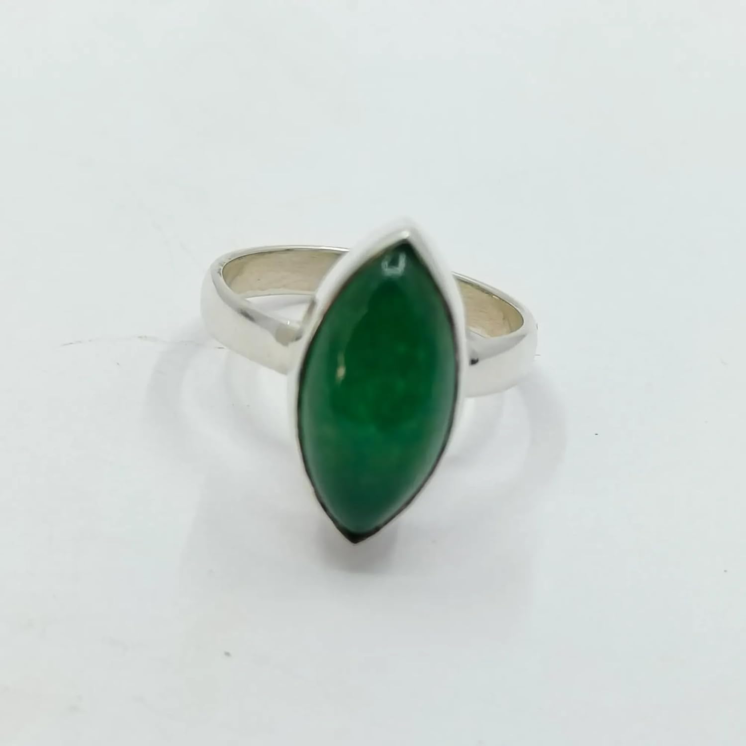 Navya Craft Green Jade Ring, 925 Sterling Silver Handmade Statement Promise Ring, Natural Green Jade Marquise Gemstone Jewelry, March Birthstone, Perfect Gift for Her Birthday Anniversary