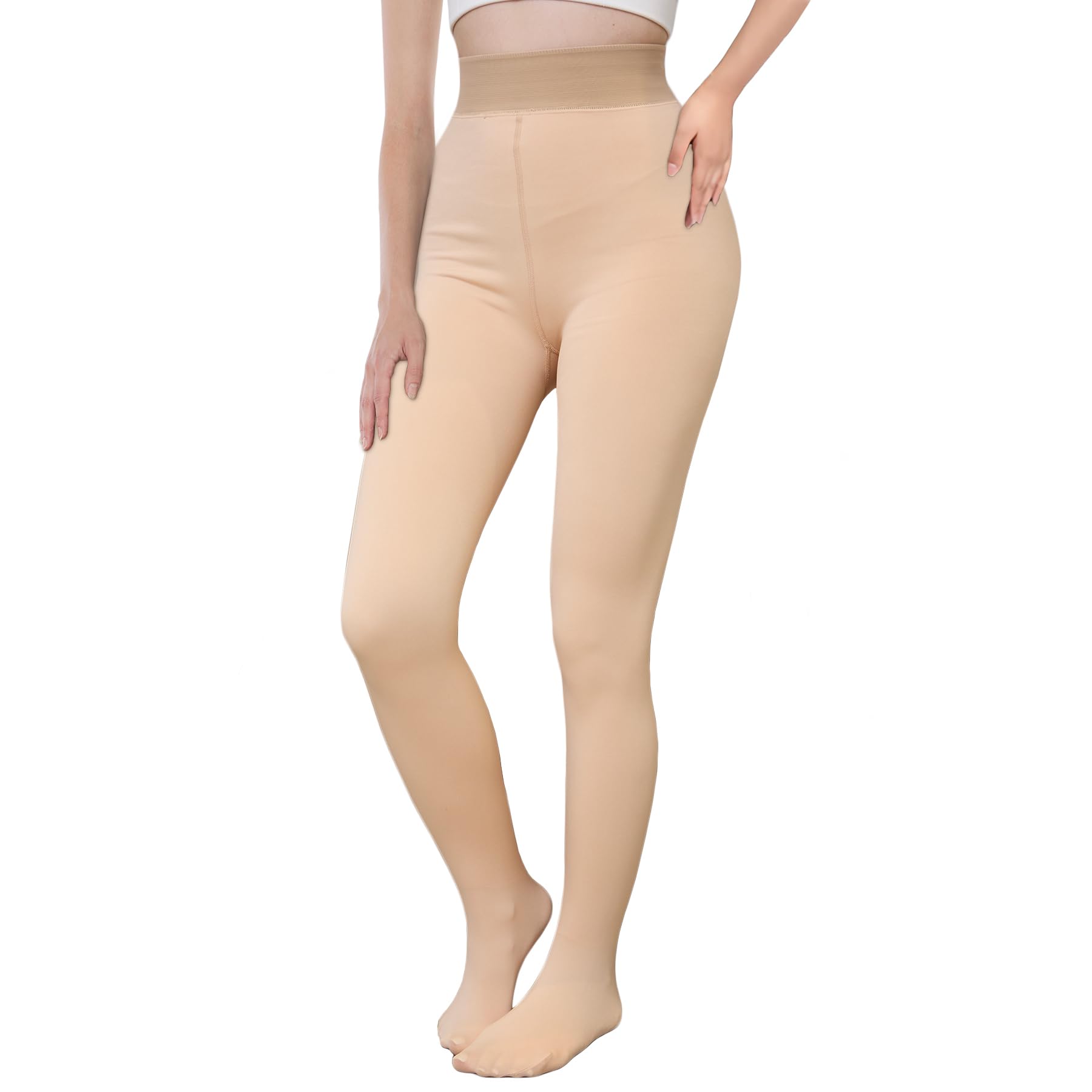 EXQUISLIFE Fleece Lined Tights Sheer Women - Fake Translucent Warm Pantyhose Leggings Sheer Thick Tights, for Winter