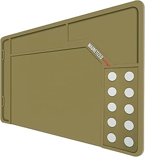 Tapete de limpieza for rifles, escopetas y pistolas, tapete magnético con bandeja organizadora for piezas, tapete de goma antideslizante for banco de trabajo, almohadilla de limpieza antideslizante