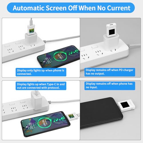 Image of USB C Power Meter USB C Tester, USB Multimeter 6-Digit 4.5-50V 0-12A Two-Way Measurement Voltage Current Capacity Amp Volt Voltmeter Ammeter Detector Color Display Digital Tester for Chargers Cable