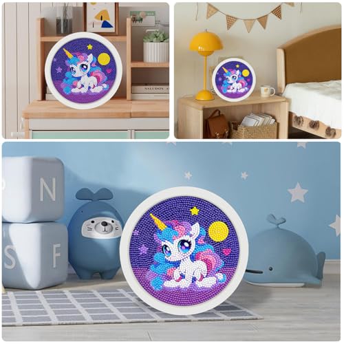 Image of PATPAT Diamond Art Kit for Kids, Unicorn Design with 6.7-Inch Frame | Diamond Painting Activity, Screen-Free Focus, Numbered Unicorn Design, Craft Tools Included, Suitable for Kids and Beginners