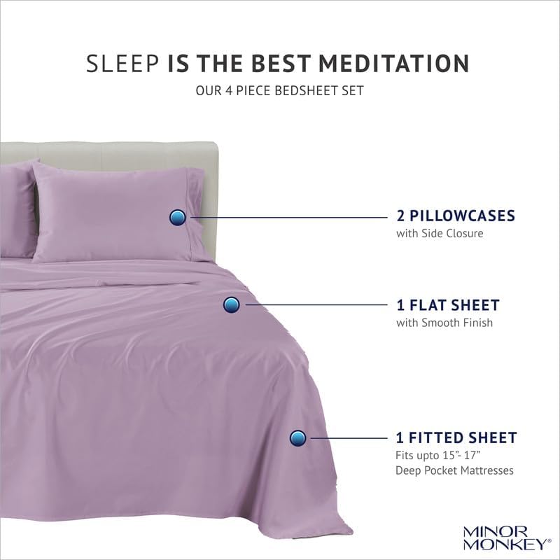 Miniatura 4 de Juego de sábanas de algodón egipcio tamaño Queen, lujoso juego de sábanas de 1000 hilos tamaño Queen de 4 piezas, tejido de satén suave certificado