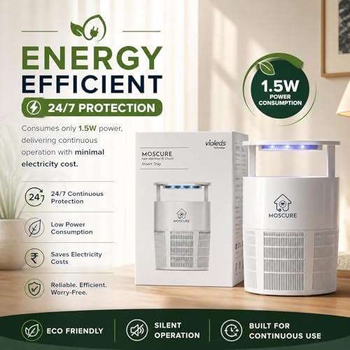 Image of IPI Indoor Mosquito Trap | MLID Technology | 400 Sq Ft Coverage | Odor-Free, Chemical-Free Insect Trap | 1.5W Low Power | 280g Lightweight & Compact | Safe for Kids & Pets (Pack of 2)