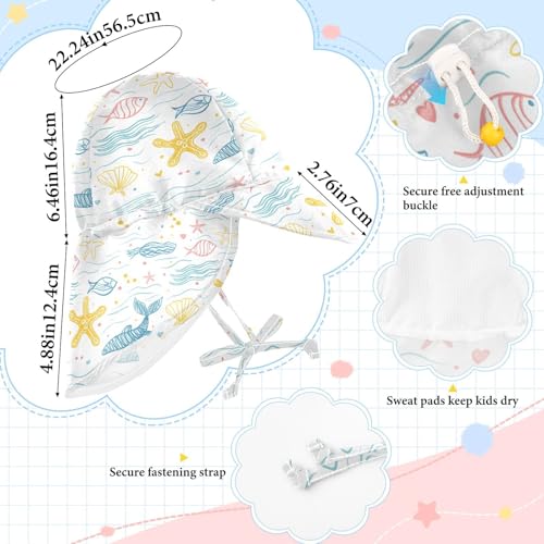 Toddler Boy Girl Sunhat Boy Water Hats Girl Sun Protection Large Brim Traveling Camping Hat Sea Color Pencil4