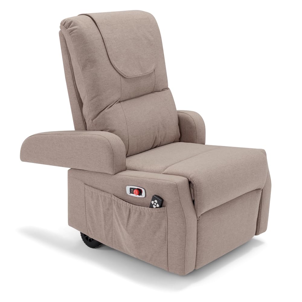 Poltrona Relax Elettrica Dubai 4 Motori 2 + 2, per anziani e disabili, 4 ruote, sistema reclinazione e alzapersona, funzione guida, batteria con 172 minuti di autonomia, tessuto idrorepellente