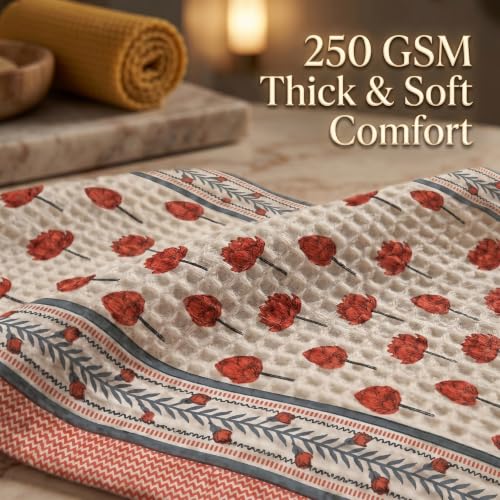 Image of Mafatlal Madhuban Soft & Absorbent Cotton Bath Towel (147x76 cm) | 250 GSM | Lightweight, Quick Dry, Floral Design