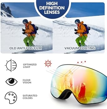 Masque De Ski Homme ROCKBROS Lunettes De Ski Snowboard Adulte Lunettes De Neige Anti-buée Masque Ski Homme