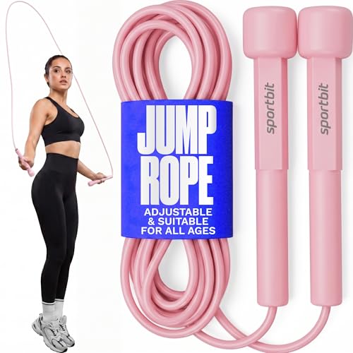 SPORTBIT Adjustable Jump Rope for Fitness and Exercise Skipping Rope for Cardio Boxing and Weight Loss Speed Rope perfect for Men & Women Pink