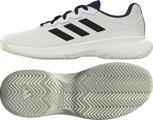 adidas Herren Gamecourt 2.0 Tennis Shoes Tennisschuhe, core White/core Black/Aurora Plum, 43 1/3 EU