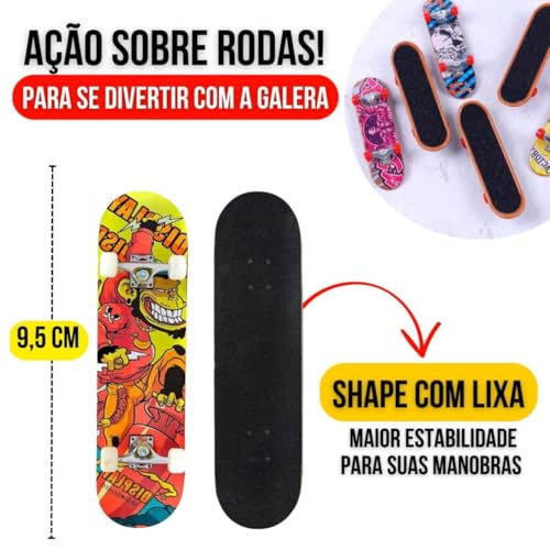 5 Conjuntos Skate de Dedo Acompanha Case em Acrílico + 5 Shapes + 5 Lixas + 10 Trucks de Metal + 20