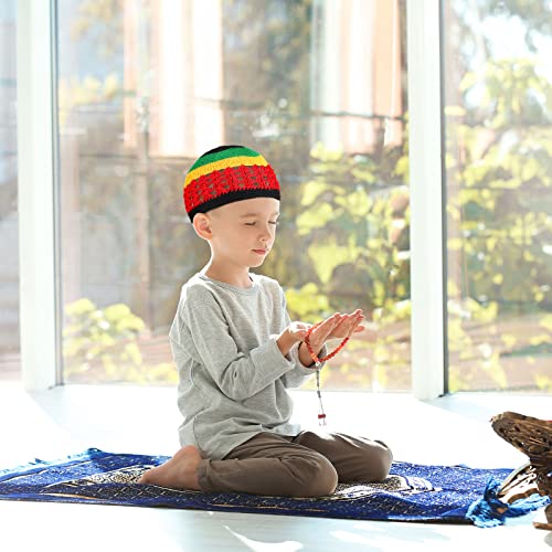 Image of Boyiee Kufi Hat for Men Muslim Knit Kufi Cap Crochet Beanie Skull Beanie African Hat for Men Women