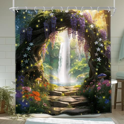 Enchanted Fairy Path Shower Curtain Magical Fantasy 72Wx72H Inch Decor