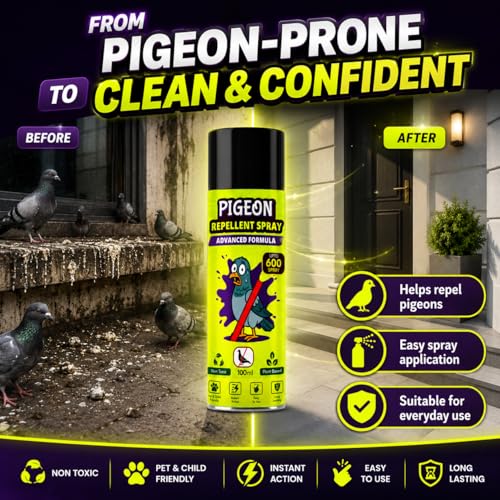 Image of Pigeon Repellent Spray for Balcony, Windows & Outdoor Use | Anti Pigeon Spray for Home, Terrace, AC Outdoor Unit, Roof, Ledges & Parking Areas | Bird Deterrent 100ml (2 x 100ml)