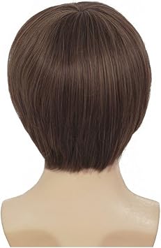 Brown Short Wigs for Men Middle Part Straight Hair Wig Synthetic Fiber Daily Wig