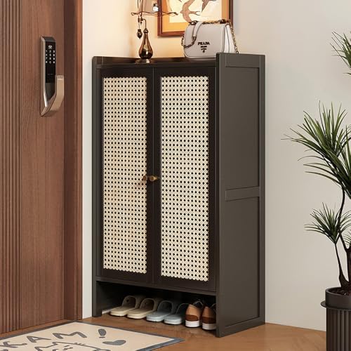Rangement à chaussures autoportant avec étagères verticales réglables et 3 portes modulables