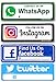 eSplanade TROVACI SU Facebook, Twitter e Instagram, combinazione di decalcomanie per adesivi con segno Whatsapp (set di 4) - Dimensioni (9"x 3")
