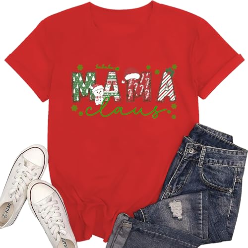 Mama Christmas Shirts Mom Christmas Shirt for Women Leopard Merry Mama Tee Tops