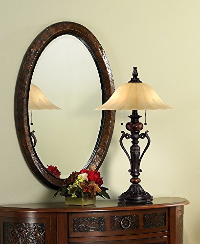 Kathy Ireland 22790 Amor Traditional Vintage Table Lamp 26 Inch High Bronze Brown Marble Flared Alabaster Champagne Glass Shade Decor thumb #1