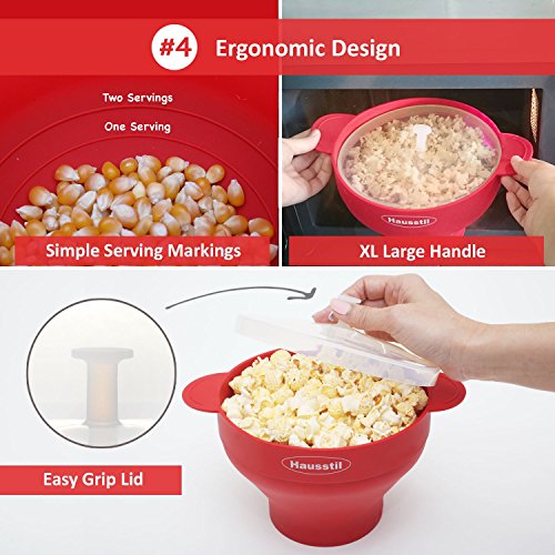 Microwave Air Popcorn Popper - Silicone Popcorn Maker Bowl For Home - Free Of Pvc & Bpa - Healthy Instant Kernels Popping - Save On Popcorn Machine And Bags #TOP4