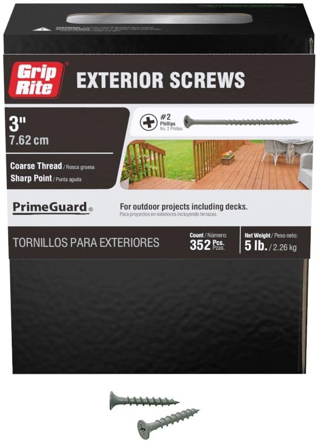 Grip-Rite PTN114S5 PG10 Polymer Coated #6 x 1-1/4" Coarse Thread Deck Screw, Gray, 5lb Box