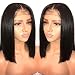 LIAZAHAIR 13x6 Deep Part Short Bob Lace Front Wigs Human Hair Pre Plucked Full End 150 Density Brazilian Straight Bob Wigs with Baby Hair for Women (10 Inch, Natural Color)