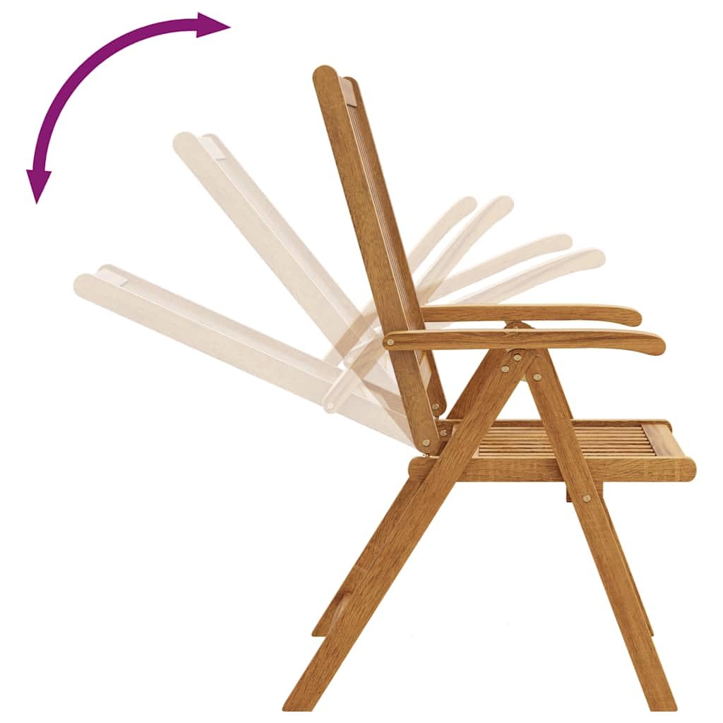 vidaXL Lot de 3 Chaises Pliables de Jardin, Fauteuil avec Accoudoirs, Sièges avec Dossier Patio Terrasse Extérieur, Bois d'Acacia Solide