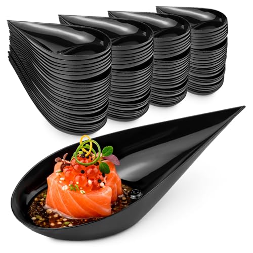 Majillux 100 Cuillère Amuse Bouche Noire Modèle Goutte - Cuillère de Traiteur pour Buffet, Dessert et Dégustation