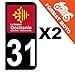 Supstick 2 Stickers Autocollants Plaques Immatriculation Moto Dept 31 Occitanie Noir 2 Angles Arrondis