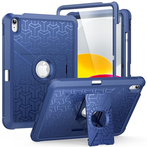 MoKo for iPad (A16) 11th/10th Generation Case 2025/2022, Heavy Duty Shockproof Dual Layer Full Body Protective Cover, Built-in Screen Protector and Kickstand for iPad 11/10.9 Inch, Denim