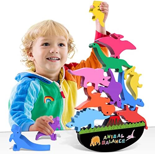 Mgtfbg Wooden Stacking Dinosaur Toys for Kids 3-5 Boys, Toddler Toys for 2 3 4 5 Year Old Boys and Girls Montessori Toys , Baby Toys Birthday Gifts