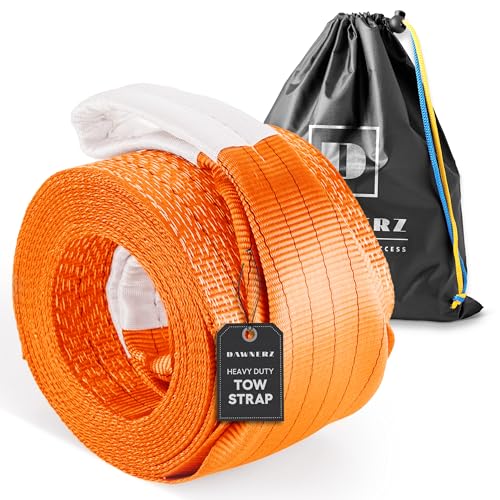 Dawnerz Recovery Tow Strap Heavy Duty 20 ft 200000 lbs Minimum Break Strength - Tow Rope 6 m 100 US Tons for Truck Bus and Tractor