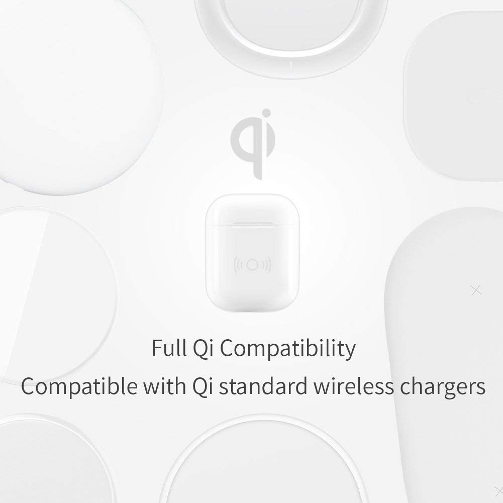 Black Friday Clearance NeotrixQI A5-W Wireless Charging Case Protective Cover Compatible for Apple AirPods Case and Any Qi Wireless Charger - White, 1-Pack
